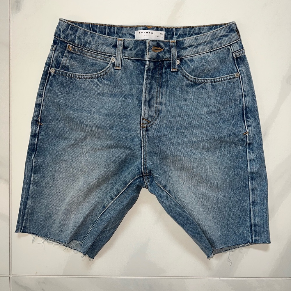 Topman slim denim shorts